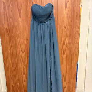 Birdy Grey Gray Blue Steel Strapless Formal Dress M Medium Bridesmaid Prom